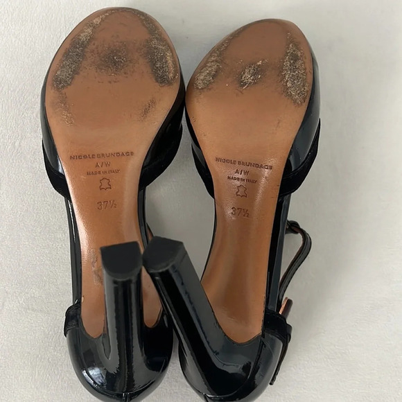 Nicole Brundage Women’s Mary Jane Ankle Strap Leather High Heels size 37.5 6.5 - Picture 8 of 10